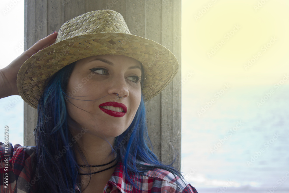 hipster girl with hat