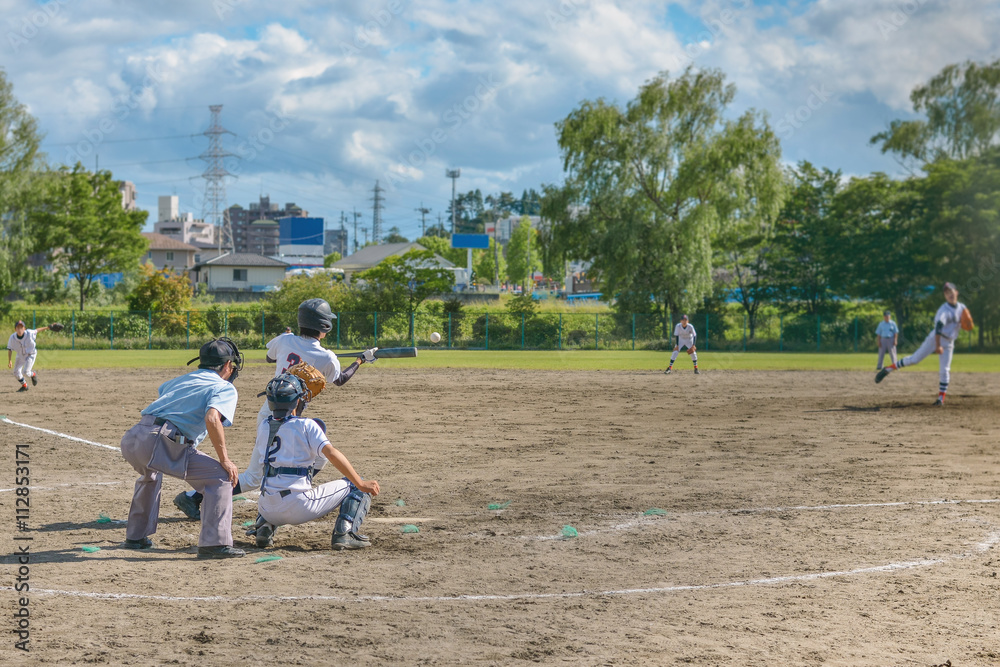 Obraz premium 中学野球試合風景