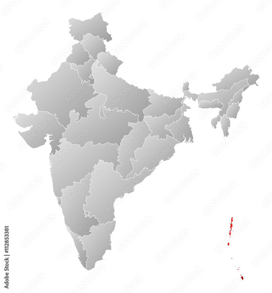India Political Map Andaman And Nicobar Islands Map - India, Andaman And Nicobar Islands Stock Vector | Adobe Stock
