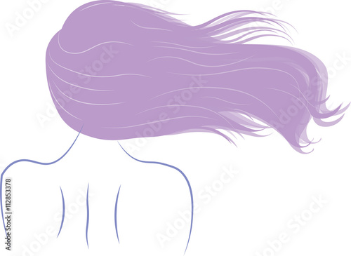 Vector illustration of Woman's silhouette with beautiful hair