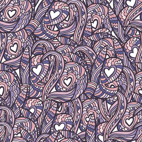 Seamless pattern with hand drawn quote love. Sketch with curves,