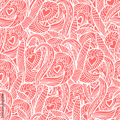 Seamless pattern with hand drawn quote love. Sketch with curves,