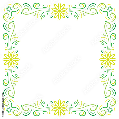 Doodle vector color abstract flower corner frame