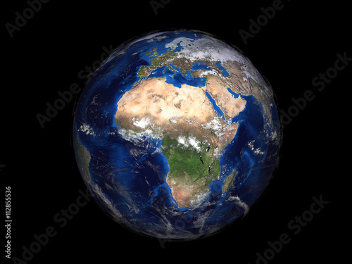 Fototapeta Naklejka Na Ścianę i Meble -  planet earth on black background view from space 3d