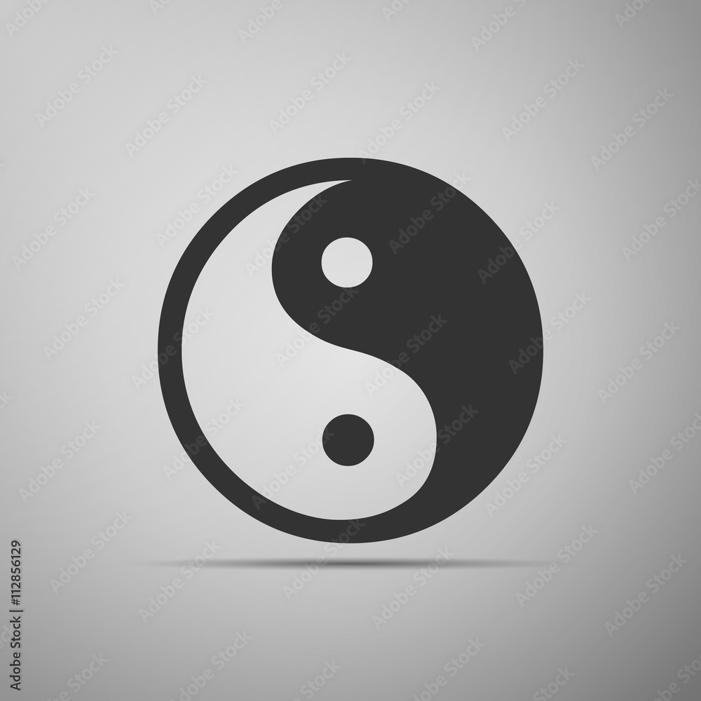 Yin Yang symbol icon on grey background. Yin Yang symbol icon on grey background.