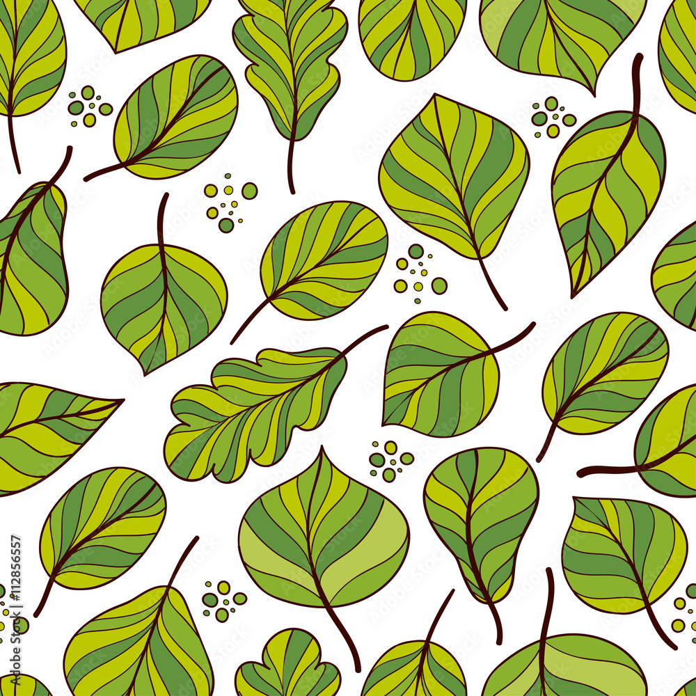 Obraz premium Vector seamless pattern with leaves