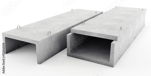 Reinforced concrete tray for heating main. 3D rendering photo