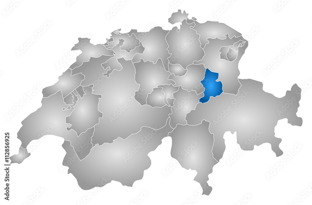 Obraz premium Map - Swizerland, Glarus