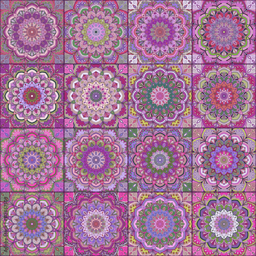 Lilac Square Tile Boho Pattern