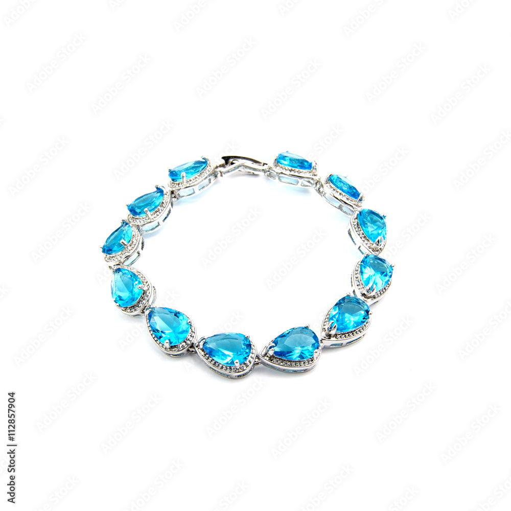 Fashion blue bracelet isolated on white

