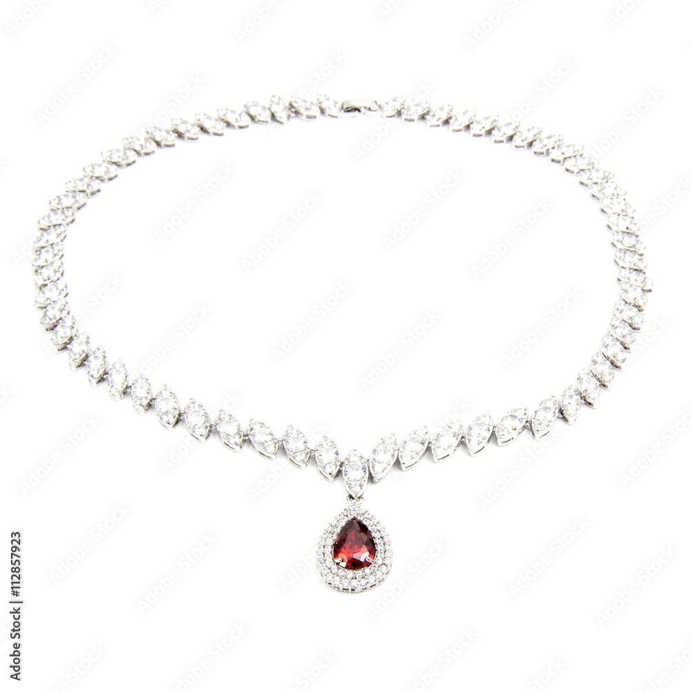 Ruby pendant isolated on white

