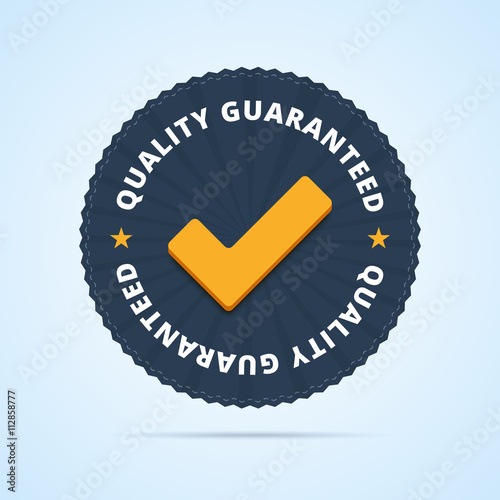 Quality guaranteed - tested badge. Vector illustration.