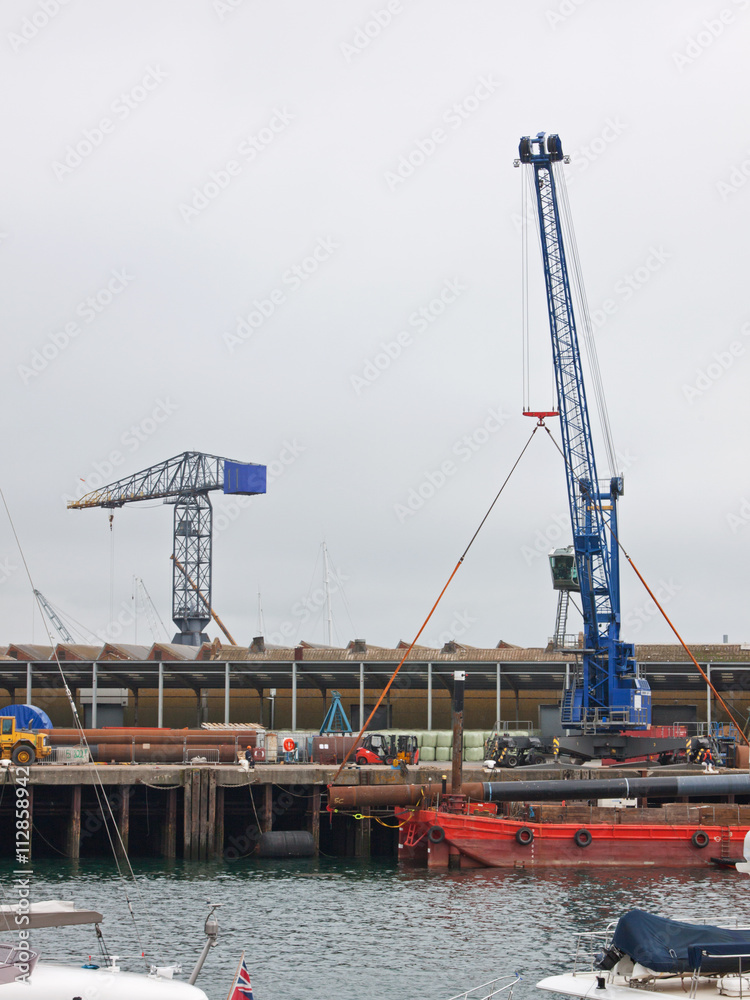 Quayside cranes at Falmouth docks, Cornwall
