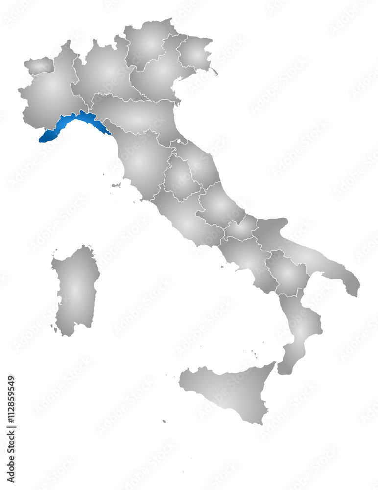 Naklejka premium Map - Italy, Liguria
