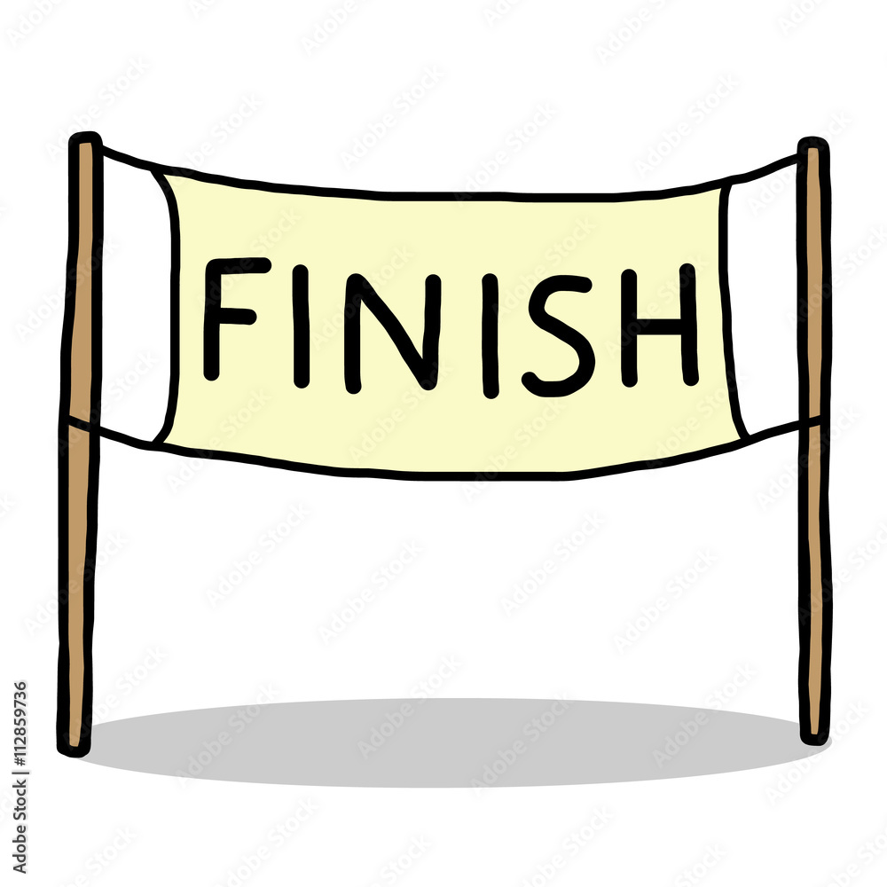 finish line / cartoon vector and illustration, hand drawn style, isolated  on white background. Stock Vector, Finish 