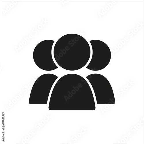 Group of three people icon in simple black design
