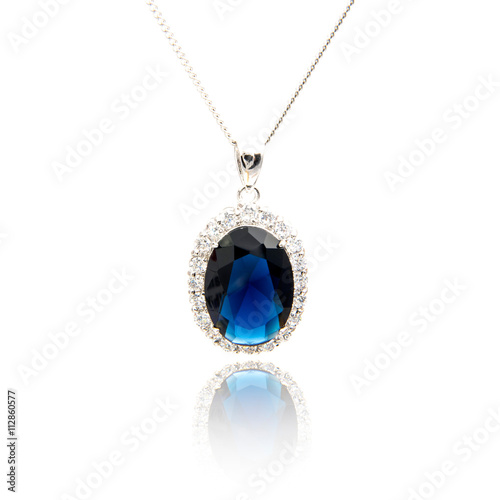 Sapphire pendant isolated on white