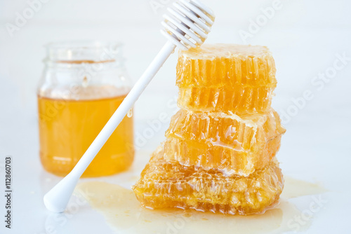 Flower honey in honeycombs 