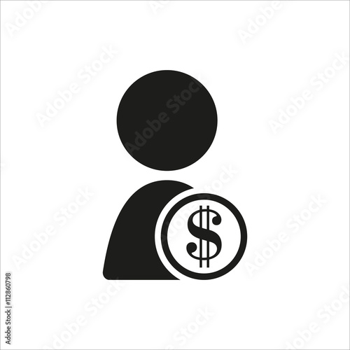 person with dollar sign in simple black design