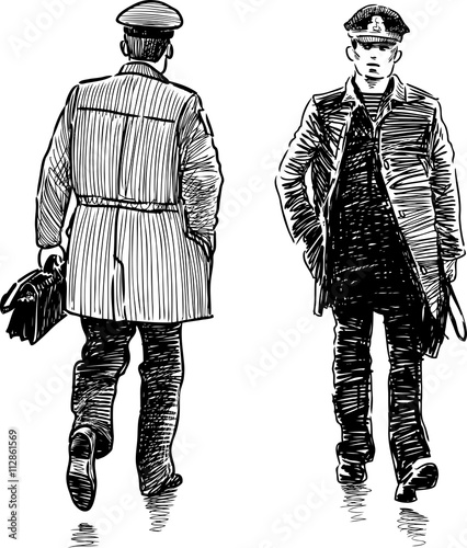 pedestrians in the uniform