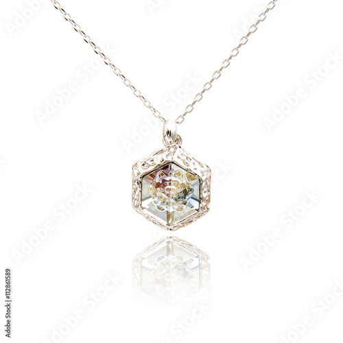 Fashion diamond pendant isolated on white