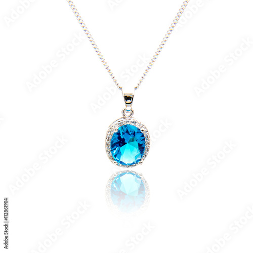 Sapphire pendant isolated on white