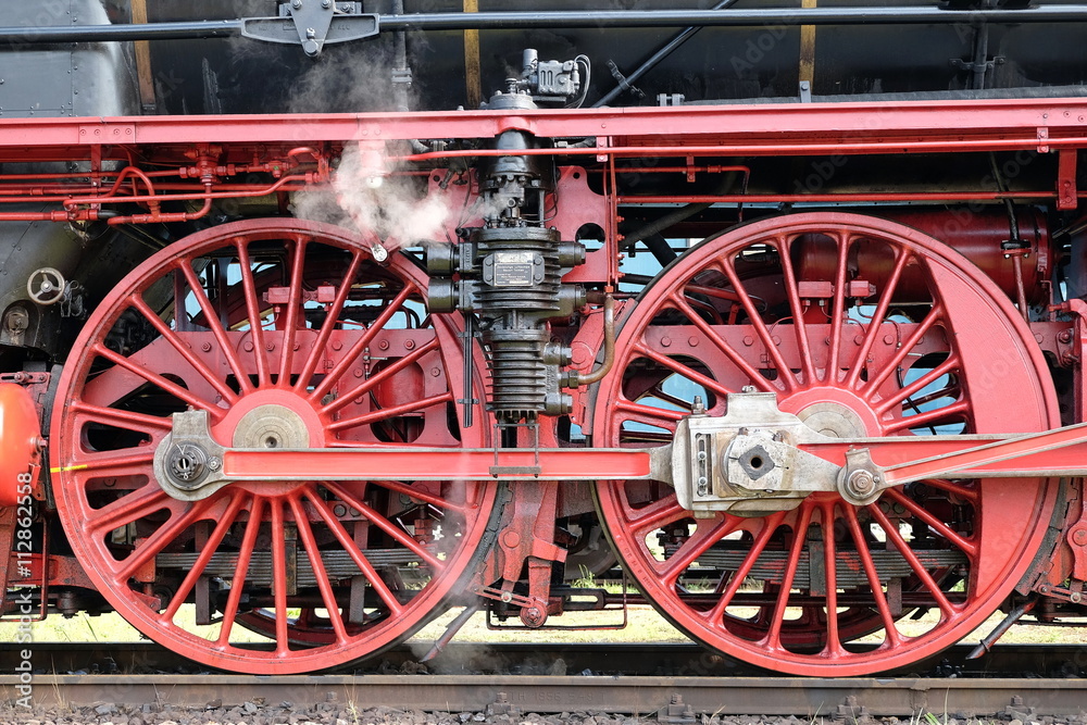 Speichenrad einer Dampflokomotive