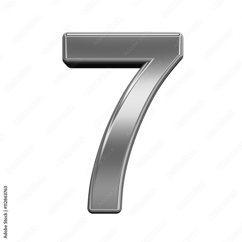 One digit from titanium alphabet set, isolated on white. 3D illustration. One digit from titanium alphabet set, isolated on white. 3D illustration.