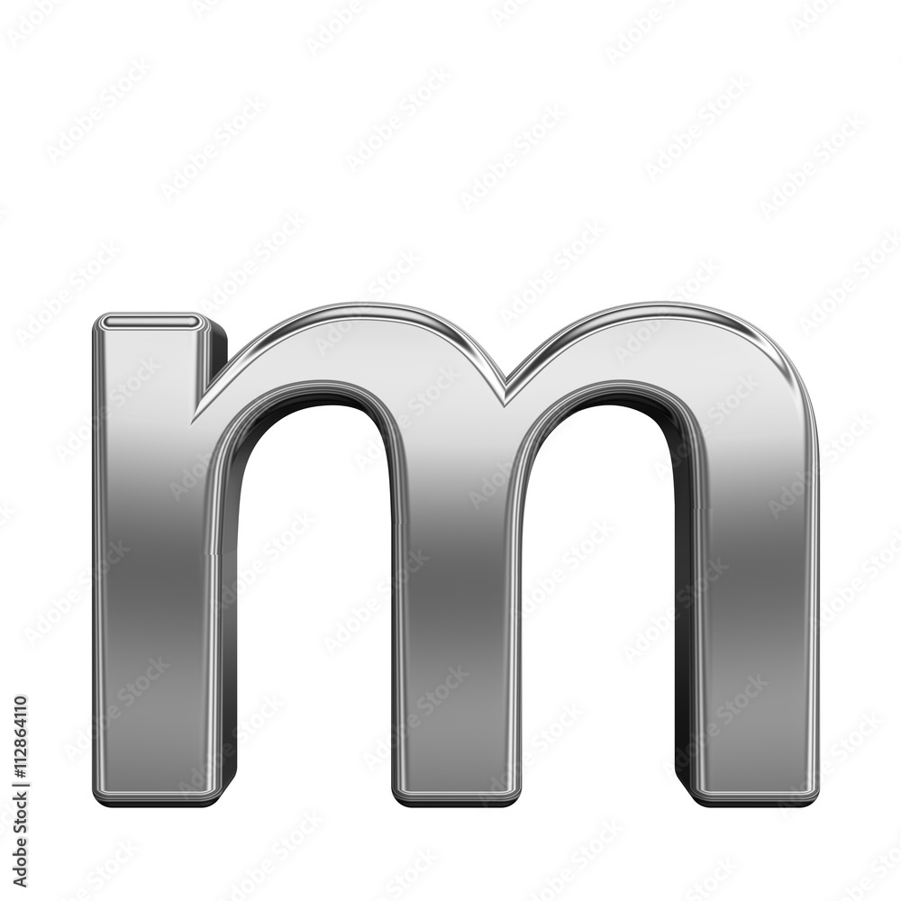 Fototapeta premium One lower case letter from titanium alphabet set, isolated on white. 3D illustration.One lower case letter from titanium alphabet set, isolated on white. 3D illustration.