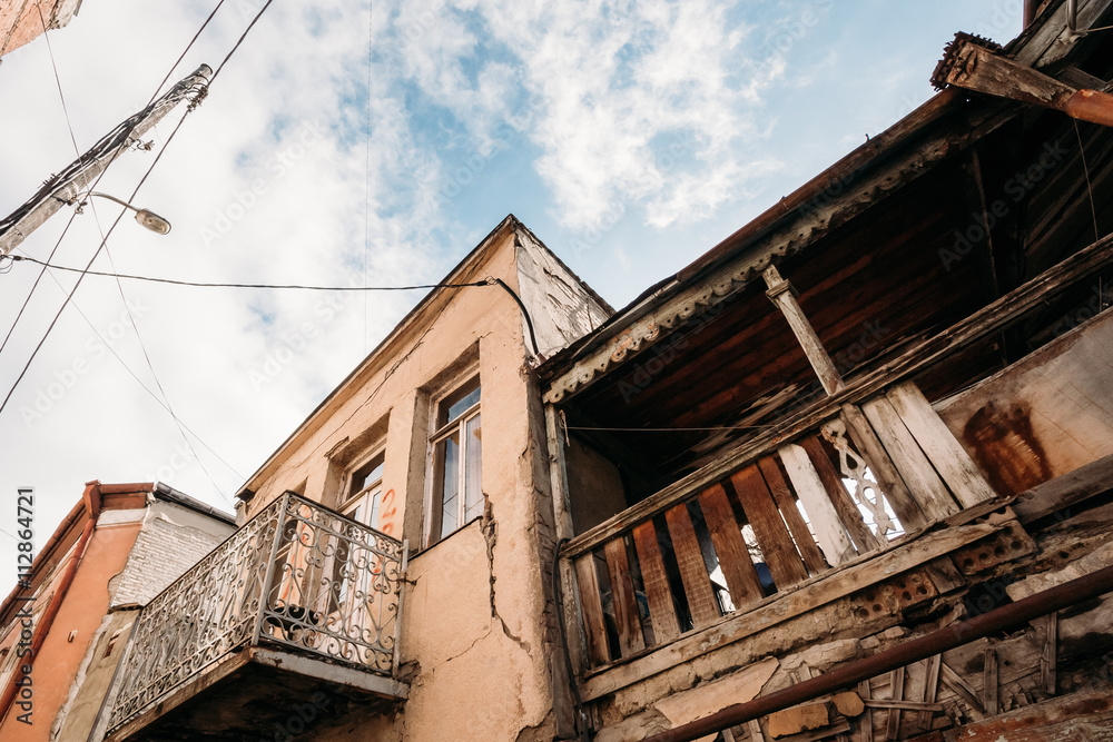 Old Houses In The Old Part Of Tbilisi - The Capital Of Georgia.