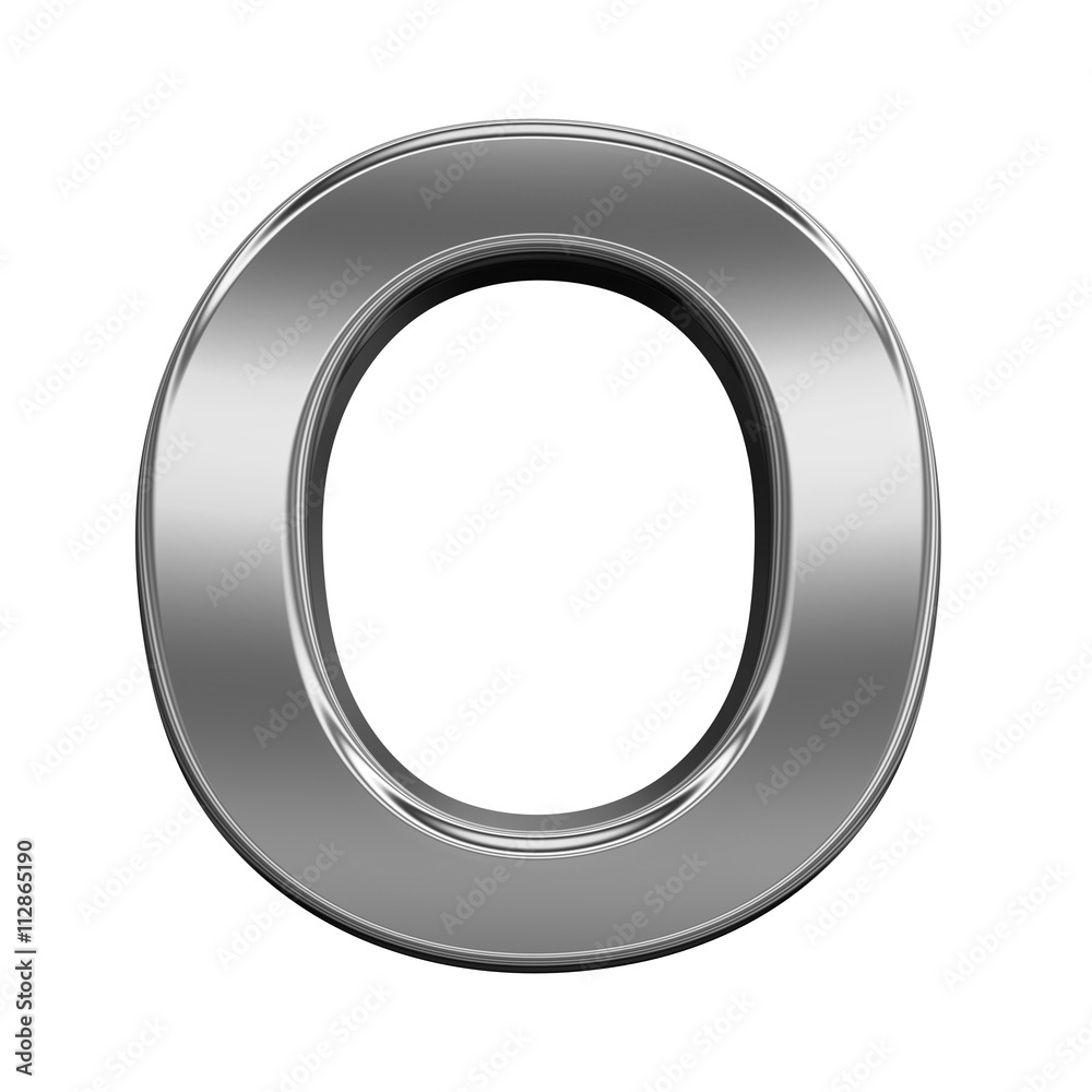 One letter from titanium alphabet set, isolated on white. 3D illustration. One letter from titanium alphabet set, isolated on white. 3D illustration.