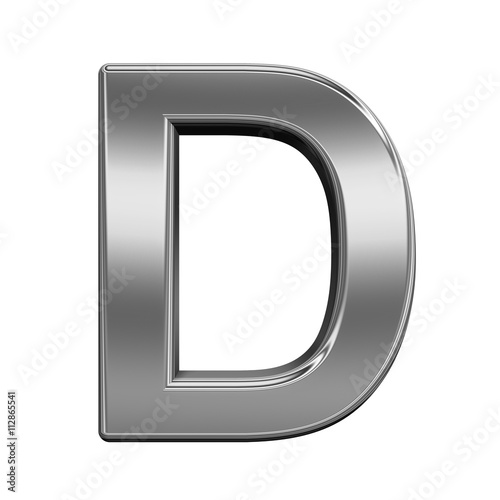 One letter from titanium alphabet set, isolated on white. 3D illustration.