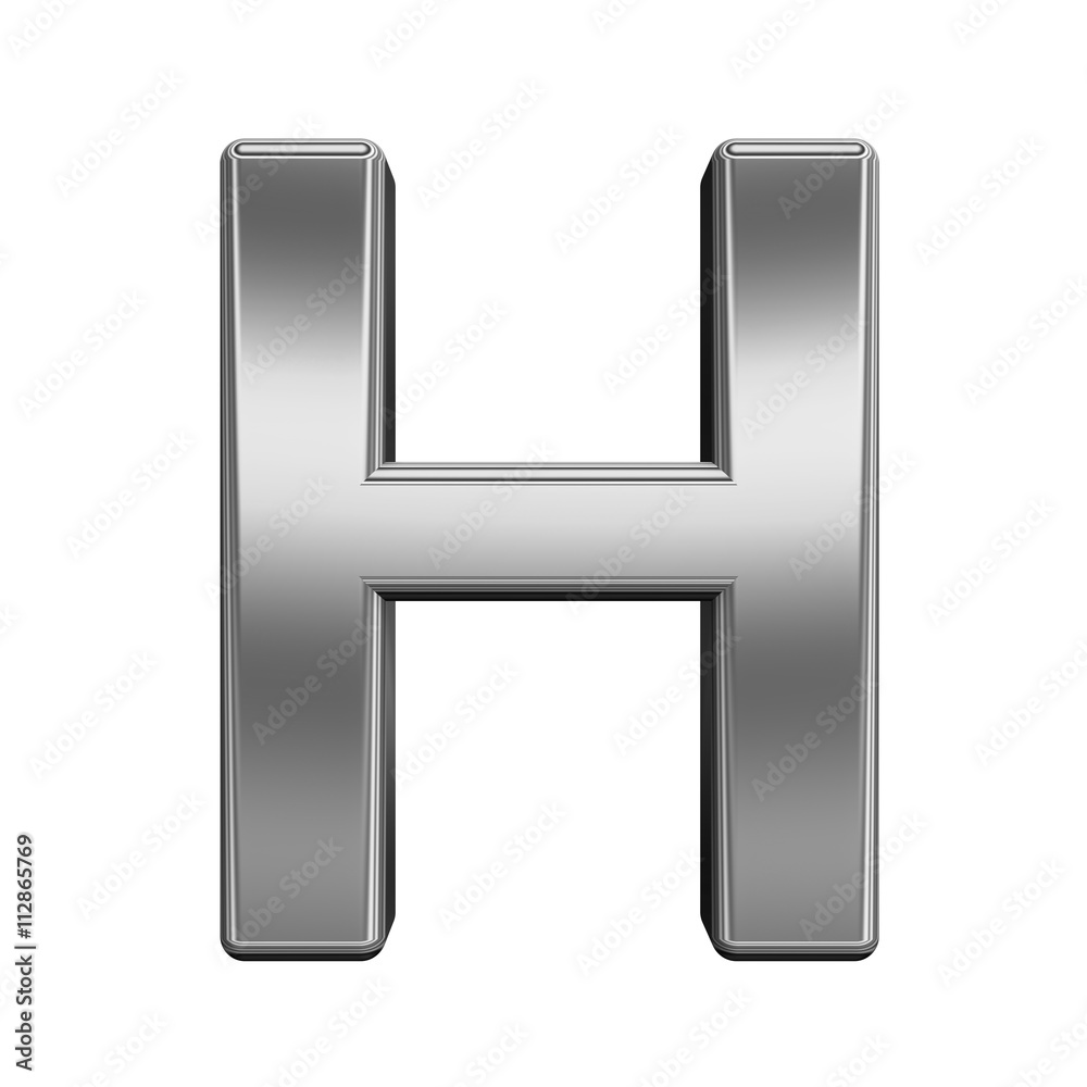One letter from titanium alphabet set, isolated on white. 3D illustration. One letter from titanium alphabet set, isolated on white. 3D illustration.