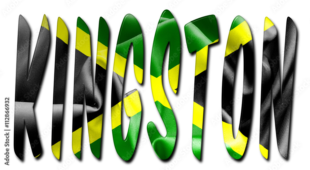 Fototapeta premium Kingston Word With Flag Texture
