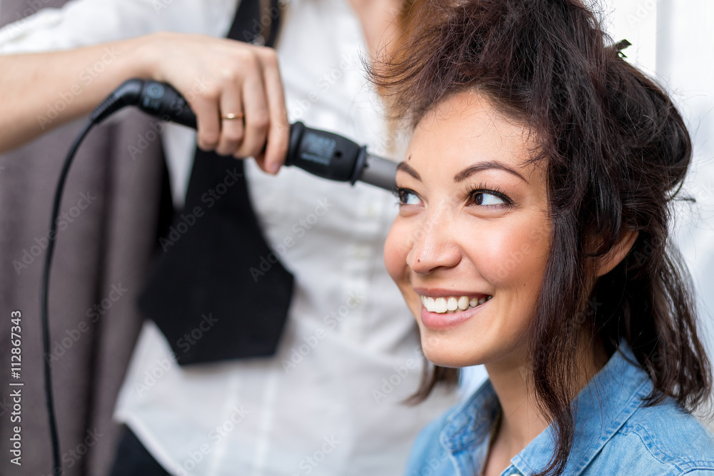 stylist hairdresser in barber shop doing haircut closeup of work stylist hairdresser in barber shop doing haircut closeup of work