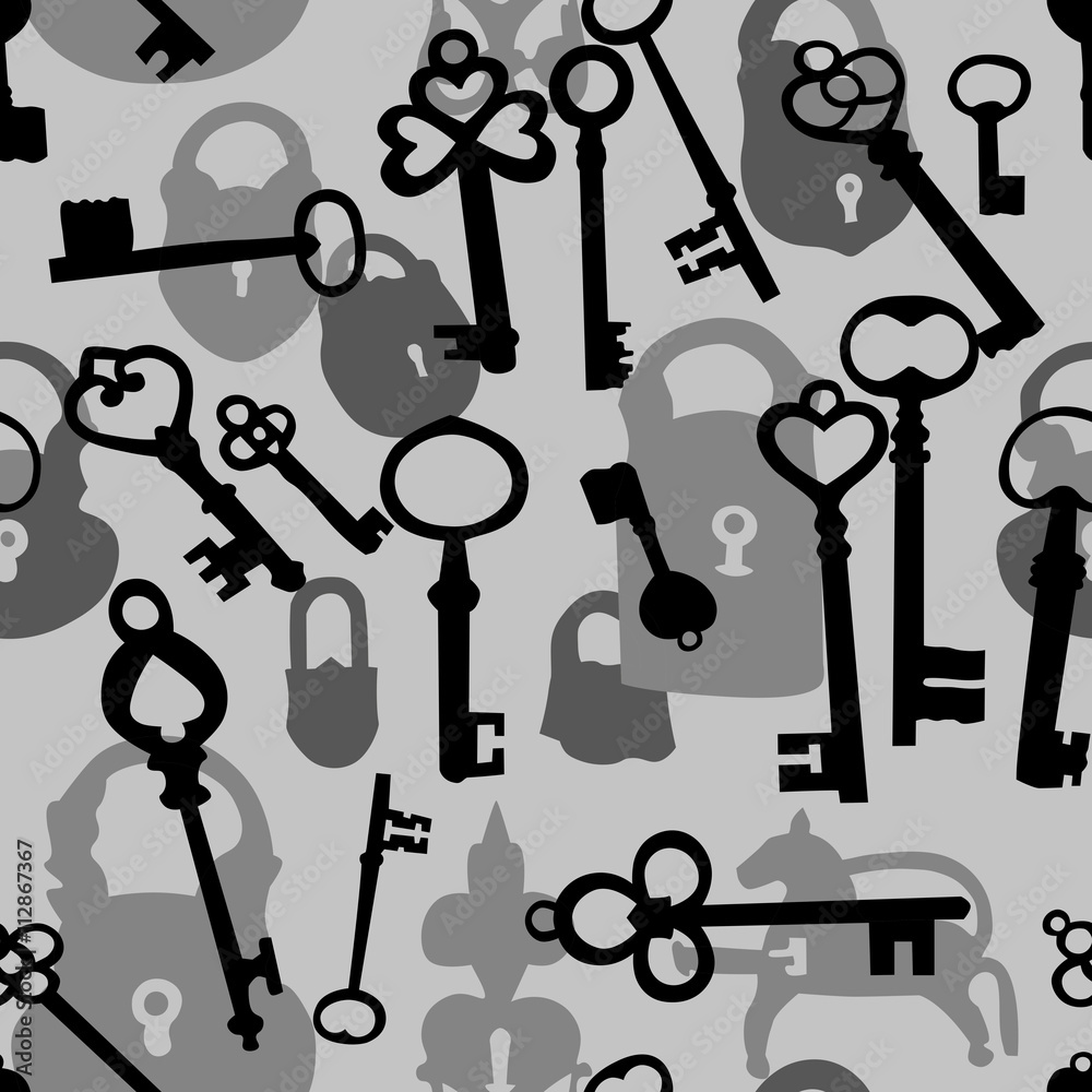 Seamless pattern with padlocks and keys Seamless pattern with padlocks and keys