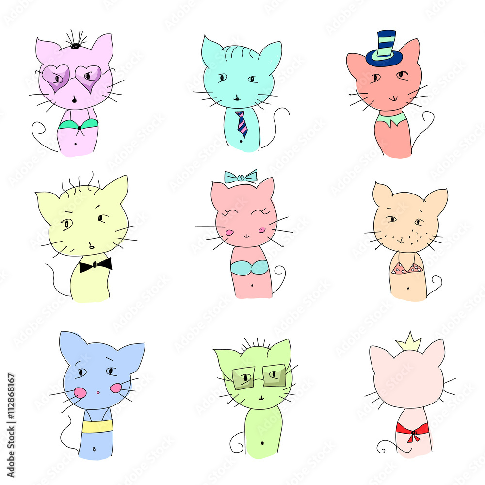 Cute cat illustration set Cute cat illustration set