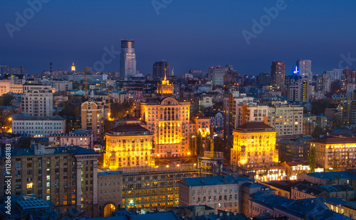 Night center of Kiev city  Ukraine