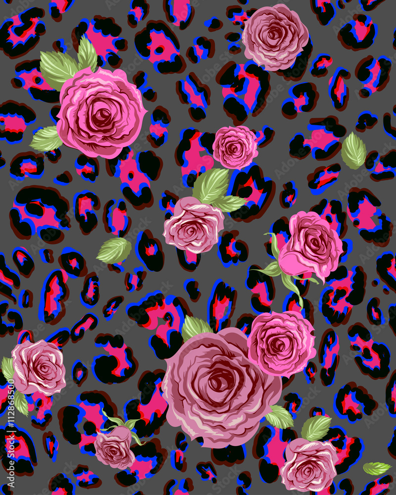 Animal pattern and roses Animal pattern and roses