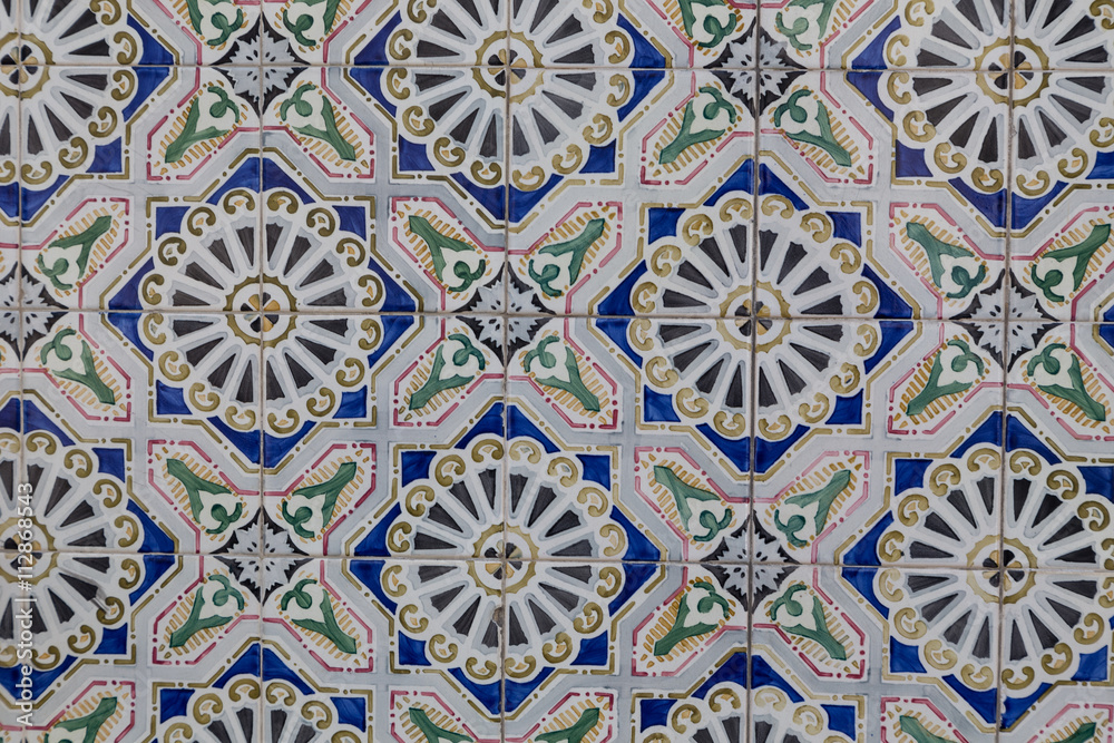 traditional azulejos tiles on facade