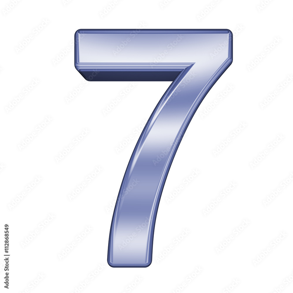 One digit from shiny blue alphabet set, isolated on white. 3D illustration. One digit from shiny blue alphabet set, isolated on white. 3D illustration.
