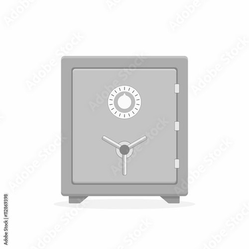 Safe vector icon in a flat style. Safe metal box money secure and safe money concept symbol. Security finance steel safe treasure storage. Closed safe isolated on a white background