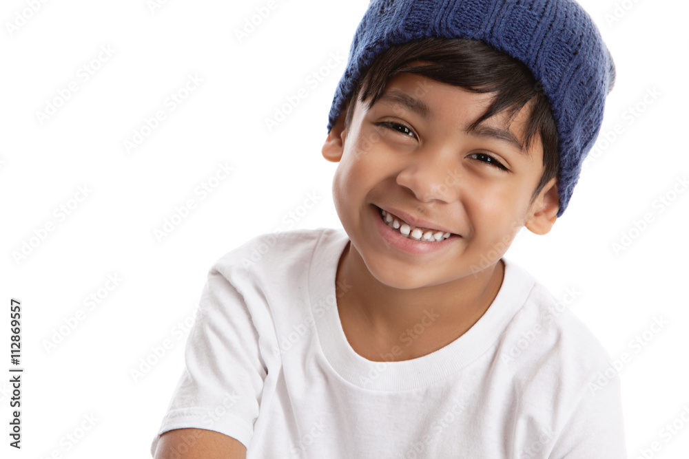 Head shot of a young male model wearing a knit hat and white tee shirt. Isolated on white with room for your text. Head shot of a young male model wearing a knit hat and white tee shirt. Isolated on white with room for your text.