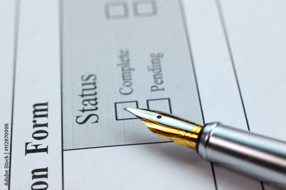 Fototapeta premium Application form status and pen closeup 
