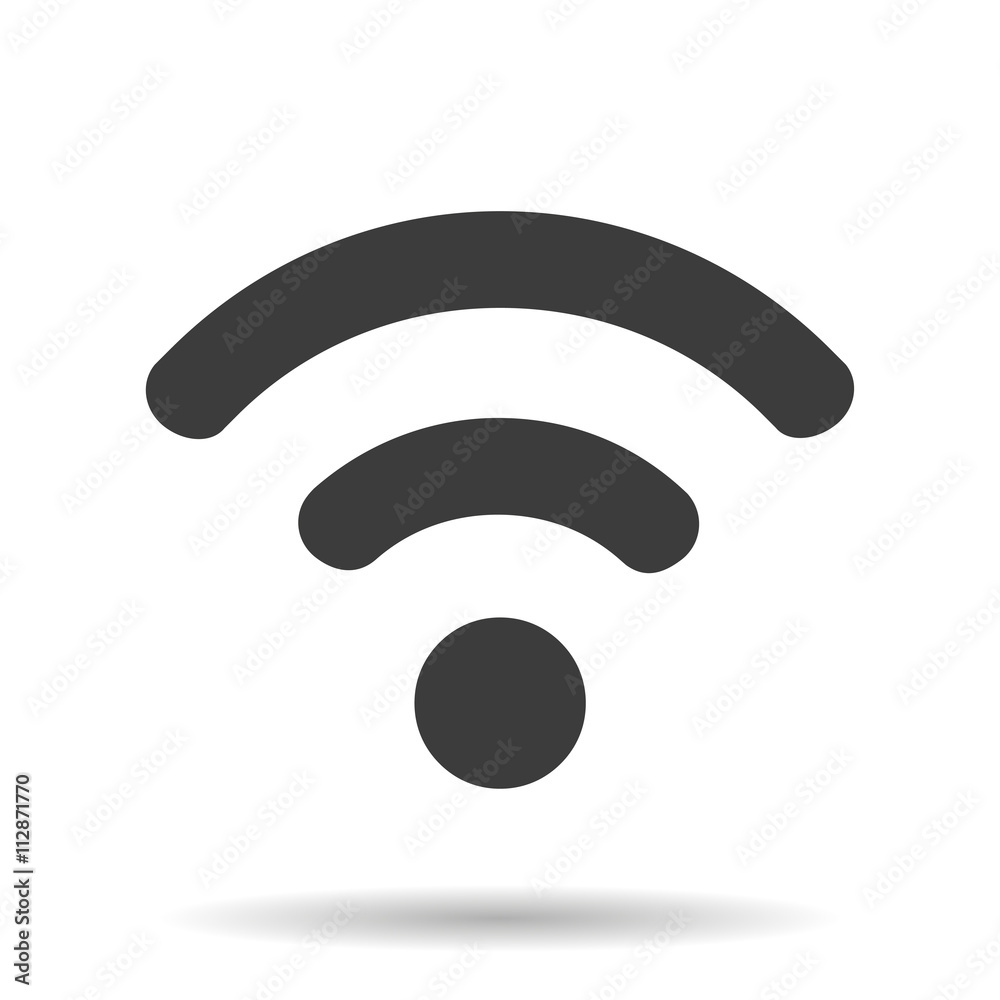 WIFI icon with shadow isolated on a white background, vector illustration for web design WIFI icon with shadow isolated on a white background, vector illustration for web design