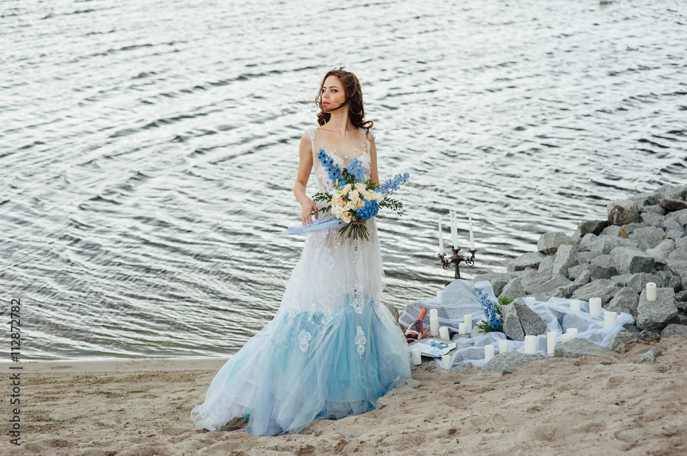 Beautiful young bride in luxury wedding dress Beautiful young bride in luxury wedding dress