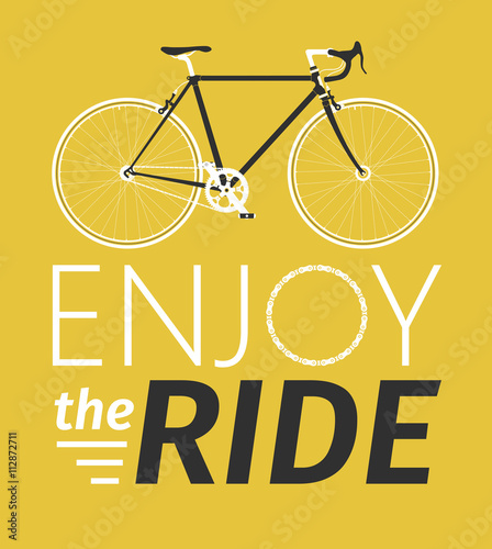 Classic mens town, road bike with enjoy the ride title, detailed vector illustration for card, t-shirt, etc.