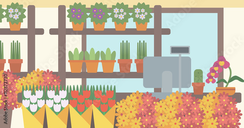 Background of flower shop.