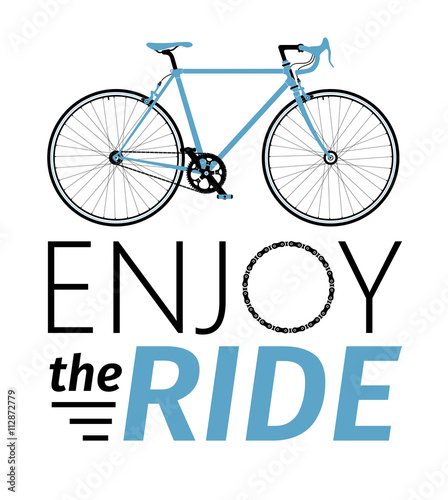 Classic mens town, road bike with enjoy the ride title, detailed vector illustration for card, t-shirt, etc.