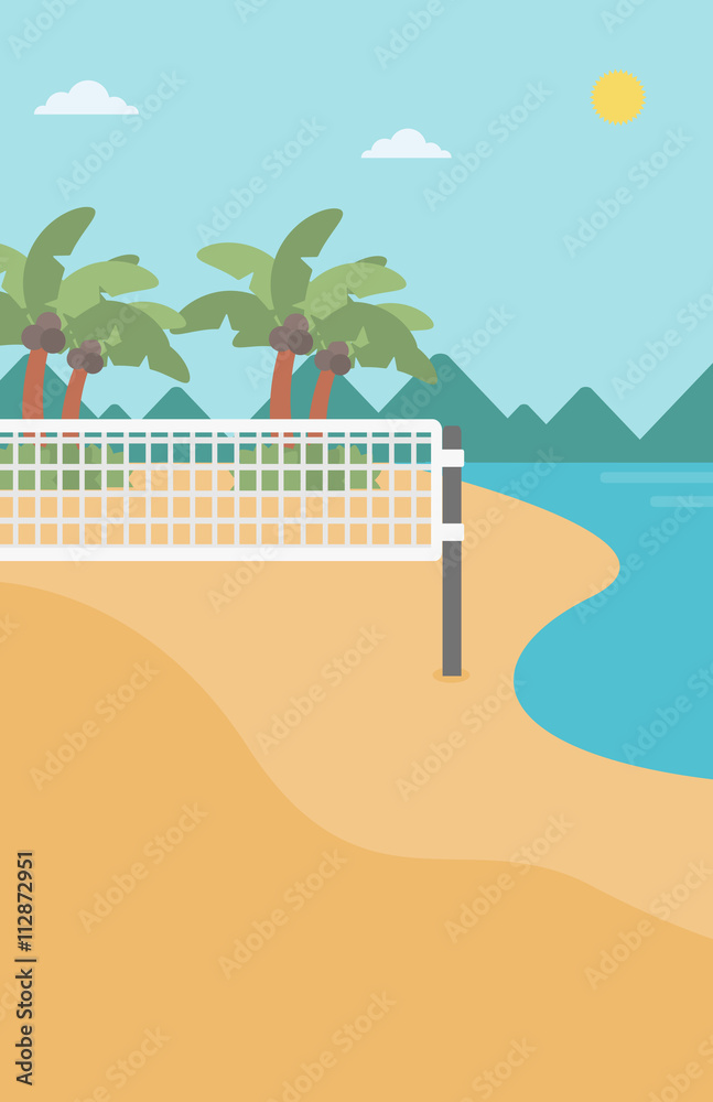 Background of beach volleyball court at seashore.